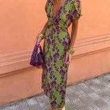 Caroline - Vestido com decote V  e mangas bufantes