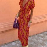 Caroline - Vestido com decote V  e mangas bufantes