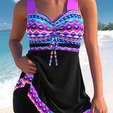 Eliza™ - Maiô com amarração frontal e padrão de listras