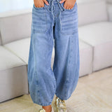 Jeans Casual Solto com Amarração