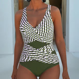 Elegante Fato de Banho Cross-Over com Efeito Modelador e Corte Lisonjeiro