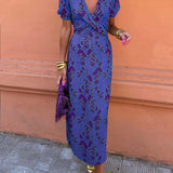Caroline - Vestido com decote V  e mangas bufantes