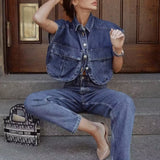 Colete de Denim com Bolso