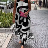 Olivia - Vestido Geométrico com Decote Redondo