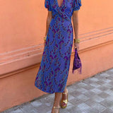 Caroline - Vestido com decote V  e mangas bufantes