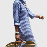 Ellen™ | Vestido Listrado Clássico