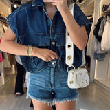 Colete de Denim com Bolso