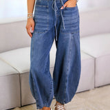 Jeans Casual Solto com Amarração