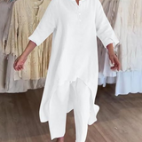 Conjunto Casual de Linho Para Mulher Estilo Natural