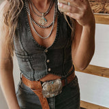 Colete de Denim Preto