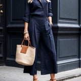 Elise | Conjunto de linho luxuoso com camisa solta e culote