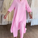 Conjunto Casual de Linho Para Mulher Estilo Natural