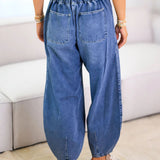 Jeans Casual Solto com Amarração