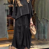 Conjunto de Saia Elegante Estilosa Casual Solta em Cores Sólidas para Mulheres