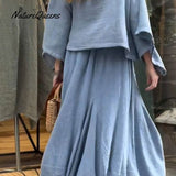 Conjunto de Saia Elegante Estilosa Casual Solta em Cores Sólidas para Mulheres