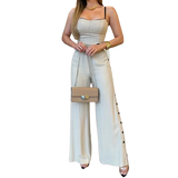 Conjunto Sofia elegante com detalhe abotoado e corte fluido