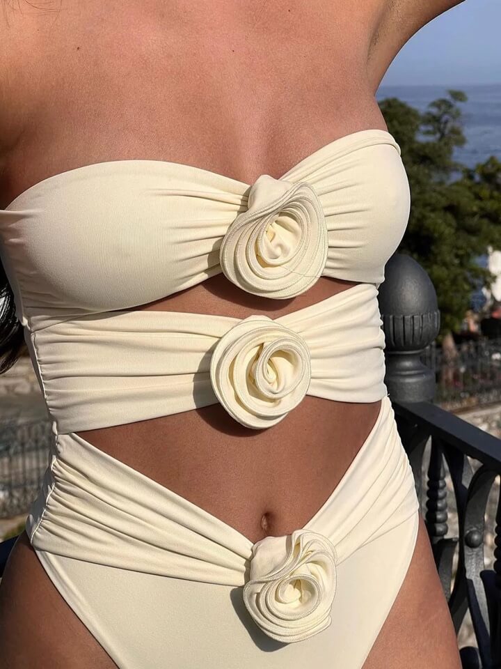 Susanne™ - Maiô com Design de Rosa em 3D