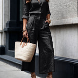 Elise | Conjunto de linho luxuoso com camisa solta e culote