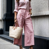 Elise | Conjunto de linho luxuoso com camisa solta e culote