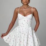 Vestido Mini Analeigh - Estampa Floral Branca Multicolorida
