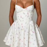 Vestido Mini Analeigh - Estampa Floral Branca Multicolorida