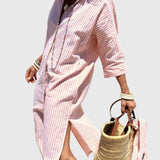 Ellen™ | Vestido Listrado Clássico