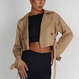 Casaco Trench Cropped Caprice - Bege