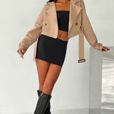 Casaco Trench Cropped Caprice - Bege