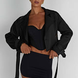 Caprice Trench Coat Cropped - Preto