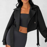 Caprice Trench Coat Cropped - Preto