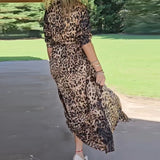 Vestido Moda Sexy Padrão de Leopardo