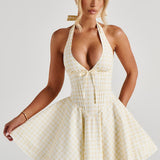 Vestido Mini Doris - Gingham Limão