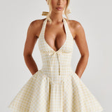 Vestido Mini Doris - Gingham Limão