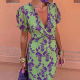 Caroline - Vestido com decote V  e mangas bufantes