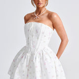 Vestido Mini Evie - Estampa Floral Branca Multicolorida