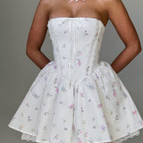 Vestido Mini Evie - Estampa Floral Branca Multicolorida