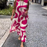 Olivia - Vestido Geométrico com Decote Redondo