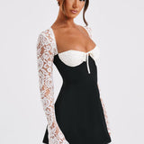 Vestido Mini Jacinta - Preto/Branco