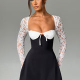 Vestido Mini Jacinta - Preto/Branco