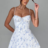 Vestido Mini Lacey - Estampa Ditsy Azul