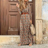 Vestido floral boêmio com decote em V