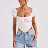 Corset Matilda - Estampa Floral em Tons de Rosa