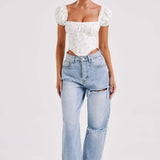 Corset Matilda - Estampa Floral em Tons de Rosa