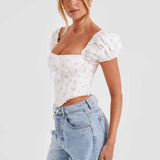 Corset Matilda - Estampa Floral em Tons de Rosa