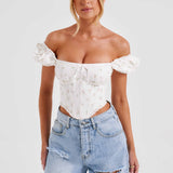 Corset Matilda - Estampa Floral em Tons de Rosa