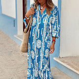 Silvia -  Vestido elegante com estampa de decote em V para mulher