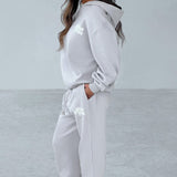 Calças de Moletom Studio - Cinza Claro/Branco