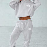 Calças de Moletom Studio - Cinza Claro/Branco