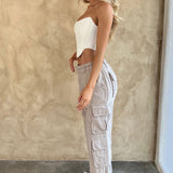 Calças Cargo Tinashe - Cinza Claro