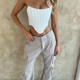 Calças Cargo Tinashe - Cinza Claro